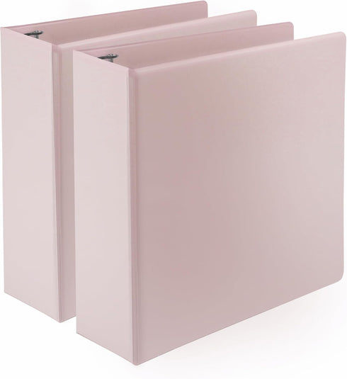 Samsill Plant-Based 3 Inch Durable D-Ring View Binder, Eco-Friendly, USDA Certified Biobased, 2 Pack, Rose