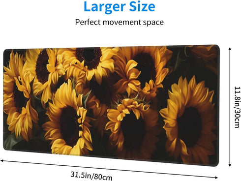 HFDSIFBUJ 31.5" 12",3 Mm Sunflower Bouquet Yellow Flowers Extended Mouse Pad X Thick Non-Slip Rubber Desk Mat