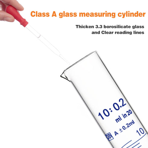 Thick Glass Graduated Cylinder 5ML with Hexagon Base and One Glass Dropper for Measuring Liquid