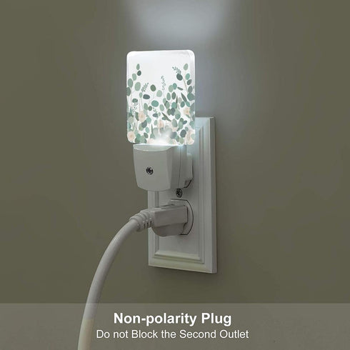 FSHVQKD Eucalyptus Branches and Roses Night Light,Plug-in Nightlights Auto Sensor Night Lamp Dusk to Dawn Lamp Home