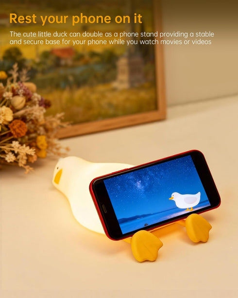 3 Dimmable Luditek Laying Flat Duck Night Light, Level Touch Rechargeable Beside Nursery Lamp, Squishy Kawaii Stuff