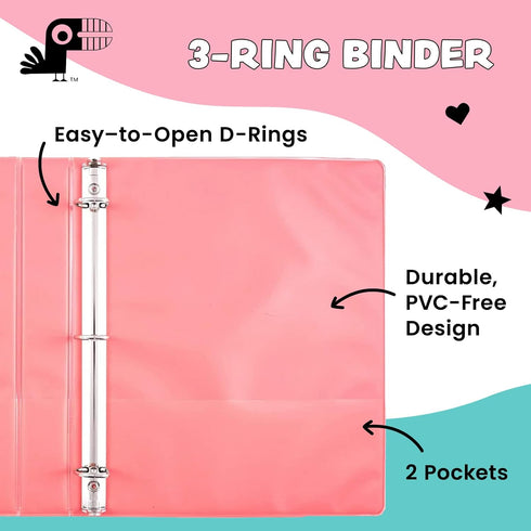 Yoobi 1 Inch Binder Set – 3-Ring Binders with 2 Pockets – Perfect for School or Office – Holds up to 220 Sheets – 4 Pack – Pink Ombre by Yoobi