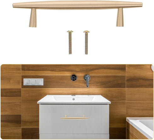 Luxshiny Brass Cabinet Pulls Spacing Minimalist Drawer Handles for Wardrobes Dressers Bedside Tables Stable