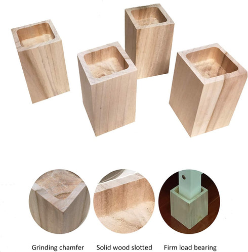 Generic Block,25 Color,4pcs (30cm/11.8in,Slotted 4x4) 10x10 8cm/3.1in) Solid Wood Heightened Slotted Bed Legs,Sofa Legs