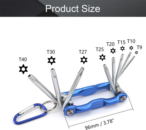 Utoolmart 8 in 1 Torx Key Set, Folding Combination Wrench Repair Tool for Torx Head Socket Screw T9-T40