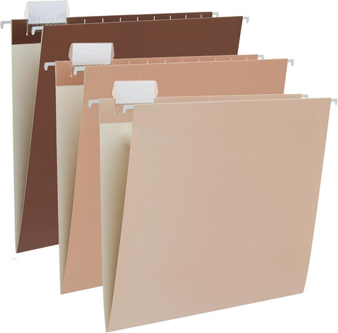 Y YOMA 6 Pack Gradient Hanging File Folders, Decorative Letter Size Folder Organizer with Adjustable Tabs, Coco Mocha