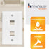 2-Port QP2-WH-01, RJ45 Newhouse Hardware Keystone Jack Wall Plate White Ethernet Outlet Cover Wall Plate for Coaxial