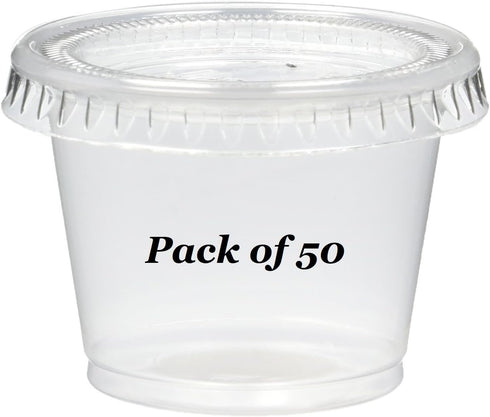 Plastic Disposable Portion Cups - Jello Shot Cup - 1 Ounce, Package of 50 Cups With Lids