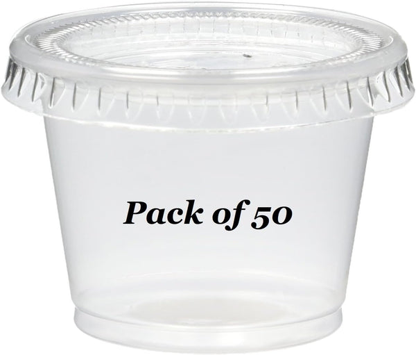 Plastic Disposable Portion Cups - Jello Shot Cup - 1 Ounce, Package of 50 Cups With Lids