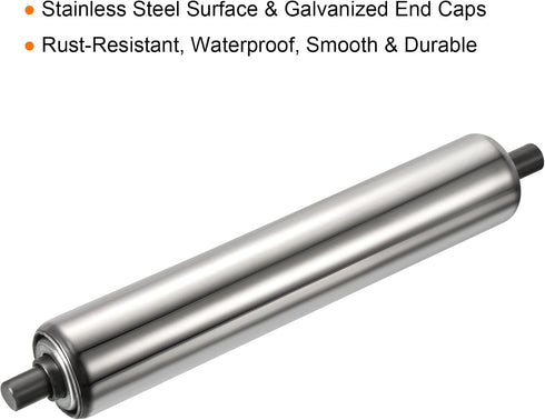 PATIKIL Conveyor Roller 1.5" Diameter 8" Length - Stainless Steel Gravity Transmission Replacement Part, Galvanized End