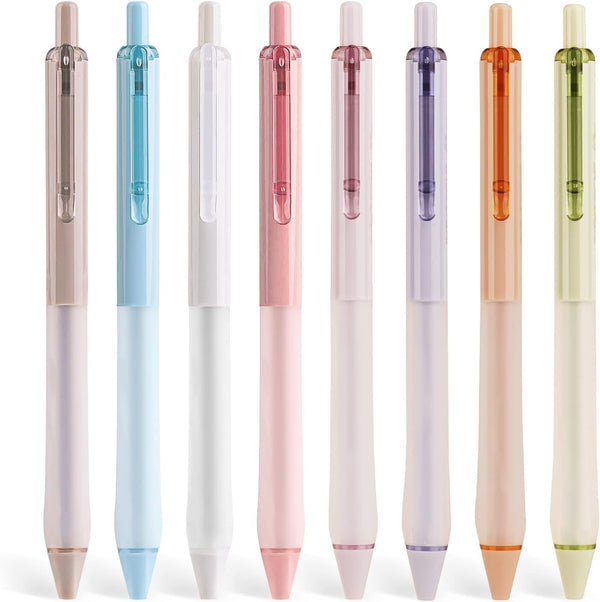 WRITECH Gel Ink Retractable Pens, Black Ink 0.7mm Medium Fine Point, Extra Smooth Tip, No Bleed, 8ct Bulk