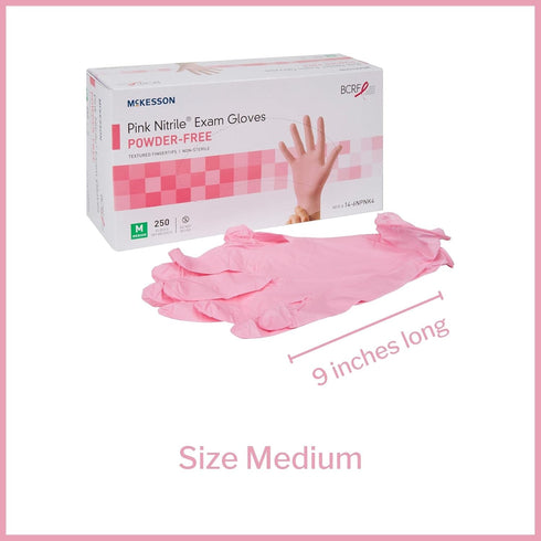 McKesson Pink Nitrile Exam Gloves - Powder-Free, Latex-Free, Medium, 250 Count