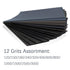 HSYMQ 24PCS Sandpaper Variety Pack, 12 Grits Assorted for Wood Metal Sanding, Wet Dry