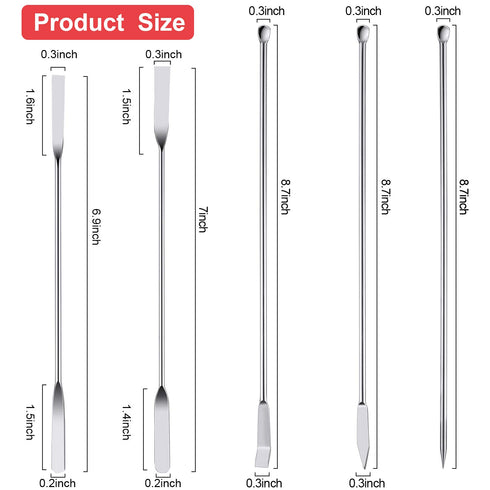10 Pieces Stainless Steel Lab Spatula Micro Sampling Scoop - Double Ended Mixing Spoon