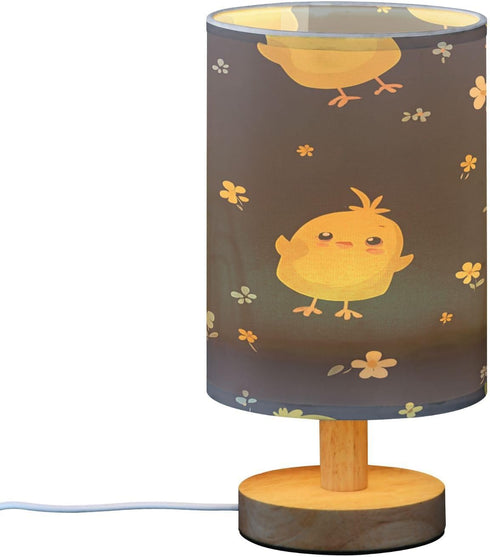 ALAZA Cute Cartoon Chicken Bedside Table Lamp with USB Port for Bedroom Nightstand Lamps Night Light Linen Fabric Shade