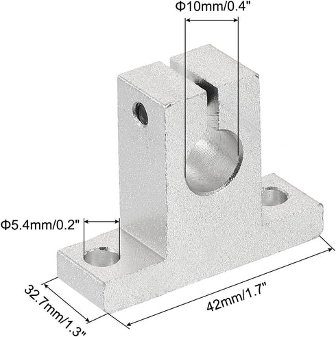 uxcell 4pcs SK10 Aluminum Linear Rod Rail Shaft Support for 10mm Diameter Shaft, Linear Motion Rail Guides Mounting Bracket for CNC Machine, 3D Printer, Automation Equipment, Silver Tone