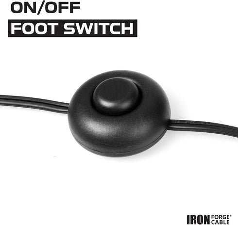 Iron Forge Cable 3 Outlet Foot Switch Extension Cord, 15 ft, 13 Amp Black Cord with Foot Tap Switch