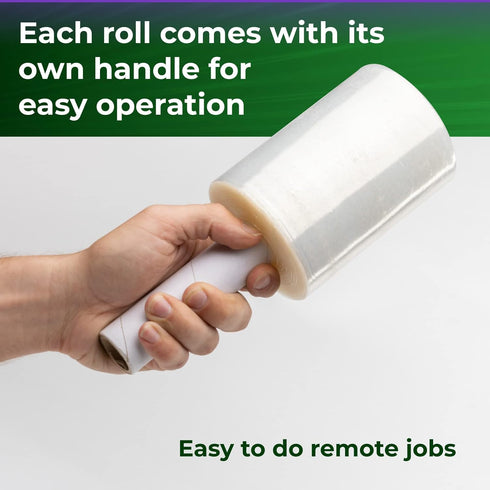 IDL Packaging 5"x 1000' Stretch Wrap Mini Roll 80 Gauge with Cardboard Handle (Pack of 2 Rolls) - Extra Sticky Clear