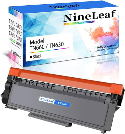 NineLeaf High Yield Compatible Toner Cartridge | Replacement for Brother TN660 TN630, Black, 1-Pack