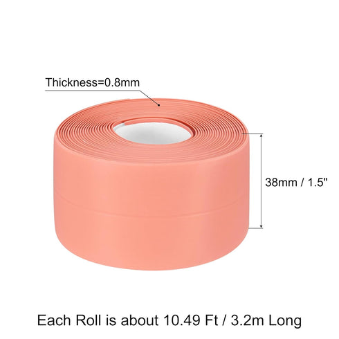 uxcell Waterproof Seal Caulk Strip Tape Self Adhesive, 1pcs 10.5 Ft L x 1.5" W PVC Sealing Tape Caulking Tape for Kitchen Countertop, Bathroom, Toilet, Bathtub Floor Wall Corner, Pink