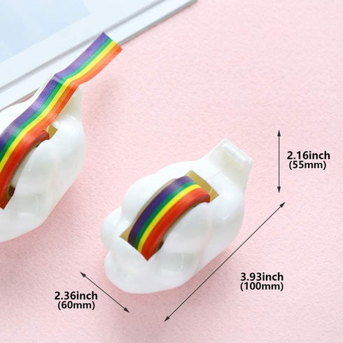 Cloud Tape Dispenser with Rainbow Masking Tape, Non-Skid Base Adhesive Tape Dispenser, Cute Cloud Tape Holder Desktop Decorations Gift Wrapping Tape Cutter for Home Office School Stationery Supplies by Xemz