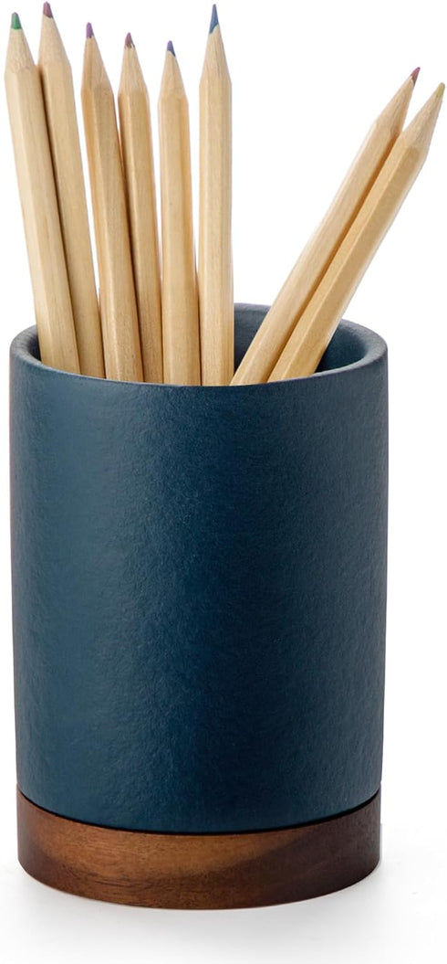Pen Holder for Desk, Ceramic Pencil Organizer & Makeup Brush Holder, Office