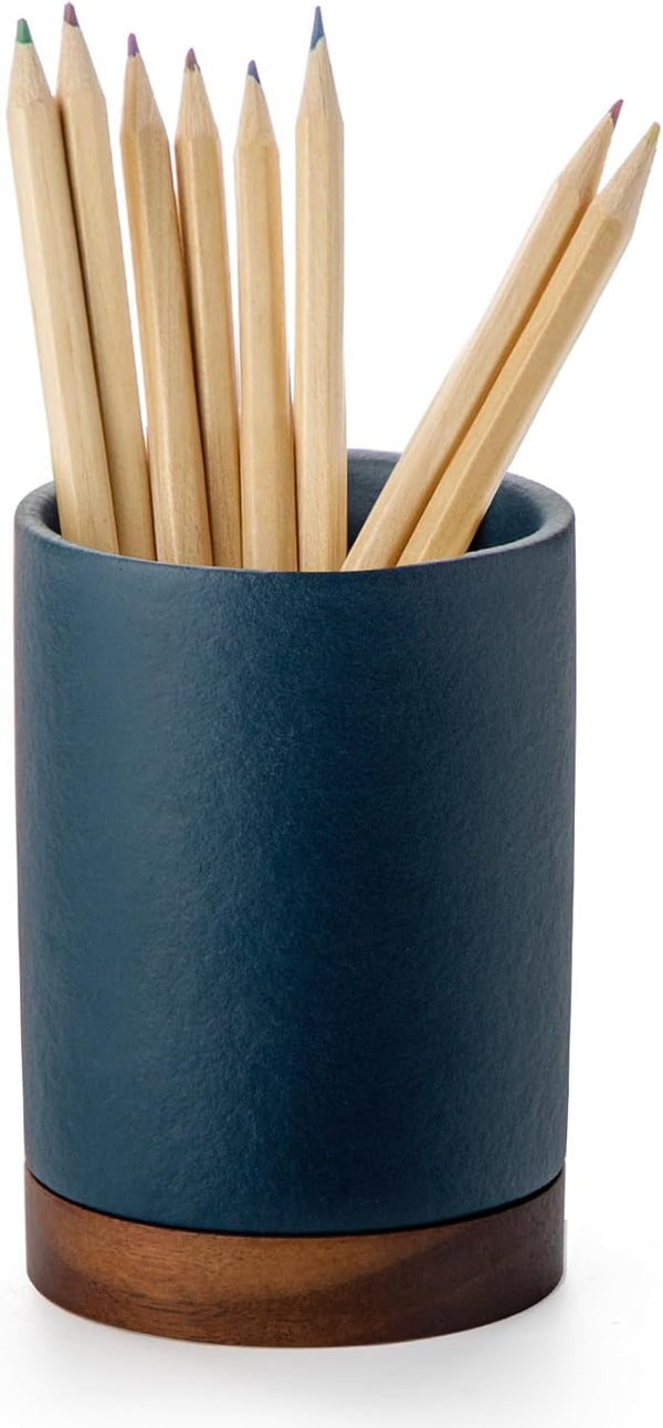Pen Holder for Desk, Ceramic Pencil Organizer & Makeup Brush Holder, Office