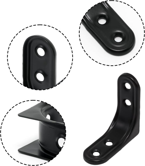 OYWOBET 8pcs 2 Inch 90 Black Heavy Duty L Brackets, Wall Mount L Corner Brackets Degree Shelf Support, Small Right