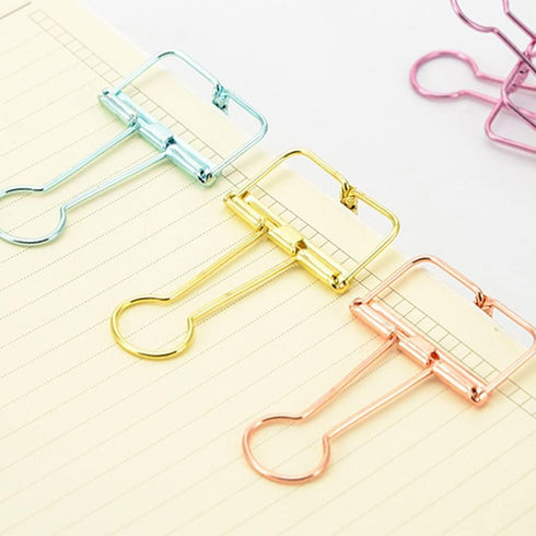 Hollow Out Paper Binder Clip - Invoice Bill Clip - Office Supplies Pack of 10 (M, Bronze)