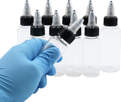 PET Plastic Extruded Liquid Bottle, 10 Pcs 1 oz Squeeze Dropper Dispensing Bottles for Tattoo Ink and Watercolor