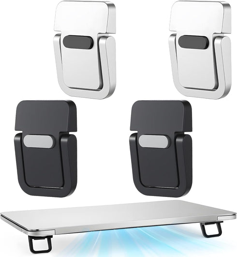Skrfren 4pcs Portable Keyboard Riser, Mini Foldable Laptop Stand for Desk Self-Adhesive Plastic