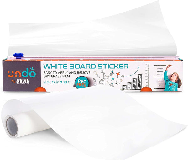 Undo White Board Sticker, Easy Cut Dry Erase Board for Wall Art or Classroom Decor, 12 Inches by 33 feet