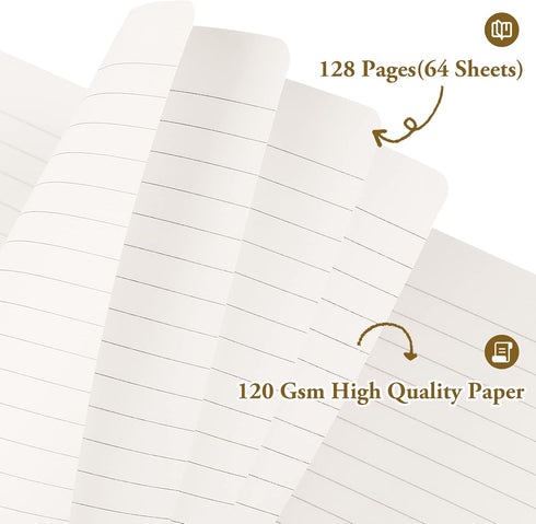Huhuhero Lined Notebook Journal - 5.25" x 8.25", Hardcover, 120Gsm Premium Thick Paper, Dark Grey Faux Leather