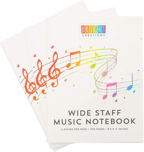 Bright Creations Music Composition Notebooks, 3 Pack, Manuscript Staff Paper, 50 Sheets