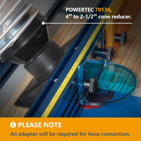 71733 2.5 6.5 POWERTEC Full Size Router Bit Guard Kit with Router Table Dust Port | ID x Dust Collection Adapter