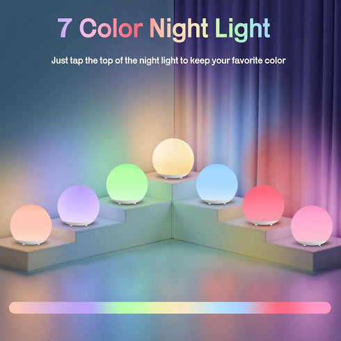 Dimming 7 30/60 Baby Night Light, Rechargeable Touch Control Night Light with Stepless & RGB Color Change, Soft