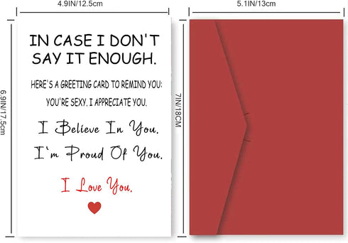 QLIYLIN 5x7 Inch Funny Romantic Love Card for Him Her - Sweet Encouragement Appreciation Card for Boyfriend