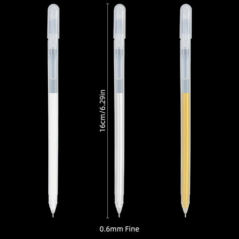 Set, 6 Pack 0.6mm SMOOTHERPRO White Gold Silver Gel Pen Highlight Gel Ink Pen, Art Liner Drawing Pen for Black Dark
