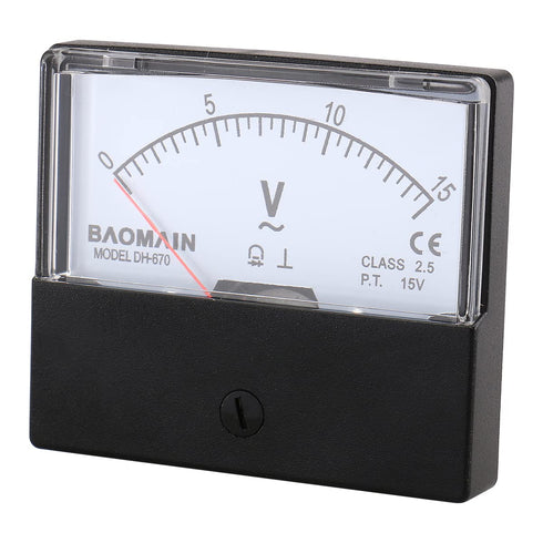 Baomain Voltmeter DH-670 AC 0-15V Rectangular Class 2.5 Analog Panel Voltage Meter