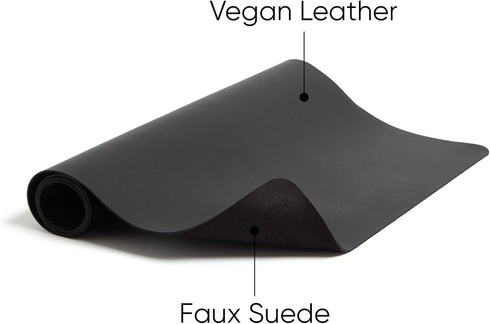 Smead Desk Pad, Vegan Leather Desk Mat with Non-Slip Faux Suede Backing, Perfect Desk Organizer for Office Decor, 23.6” x 13.7” Small, Charcoal (64838) by SMEAD