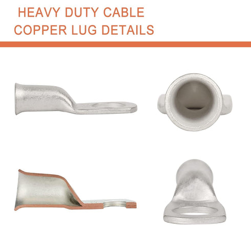 4 Pack 6 AWG 3/8 Lugs & 6 AWG 5/16 Lugs Tinned Copper Terminal,Marine Battery Welding Lugs Terminal Connectors with 8 Pieces Ratio 3:1 Dual Wall Adhesive Heat Shrink