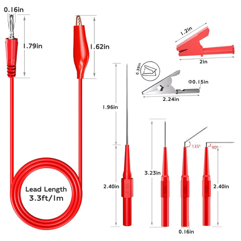 Goupchn Back Probe Kit with Banana Plug to Copper Alligator Clip, Automotive Test Leads Set for Car Repairing