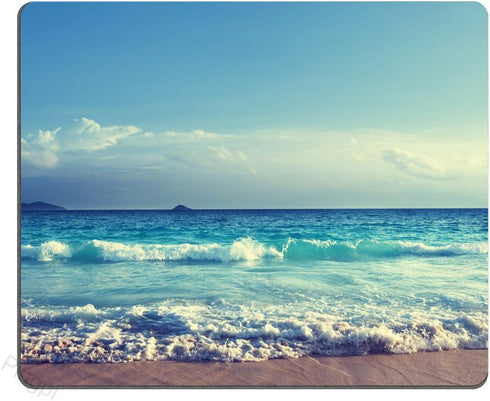 Seychelles Beach in Sunset Time Custom Design Mouse Pad - Large Non-slip Rubber Gaming Mat