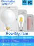 5-inch 12W 5000K Dimmable Bulb, G125 G40 80W 800LM, E26 5 Inch Dimming CRLight Opal Daylight Large Globe LED /