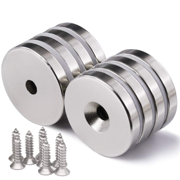 LOVIMAG Neodymium Disc Magnets - 1.26 inch x 0.2 inch, Strong Permanent Rare Earth Magnets with Screws, Pack of 8