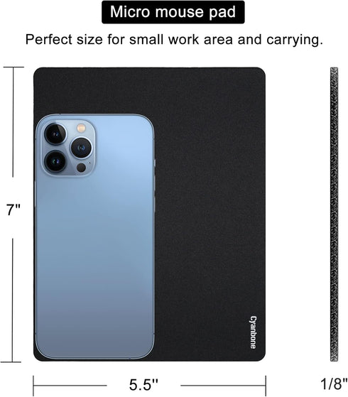 Mini Mouse Pad Small Size 2 Pack, Portable Waterproof Mousepad for Laptop with Non Slip Rubber Base - 5.5 x 7 Inch