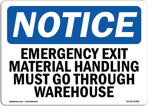 Emergency Exit OSHA Notice Sign | Aluminum Material Handling Sign | Protect Your Business & Work Site | Made in USA