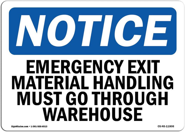 Emergency Exit OSHA Notice Sign | Aluminum Material Handling Sign | Protect Your Business & Work Site | Made in USA