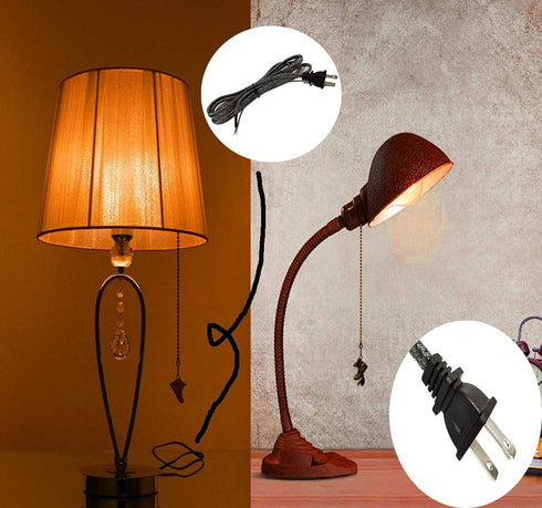 2Pcs Lamp Cord Flat Plug, Rayon Cloth Covered Electric Cord with Polarized End Plug, 8 Foot