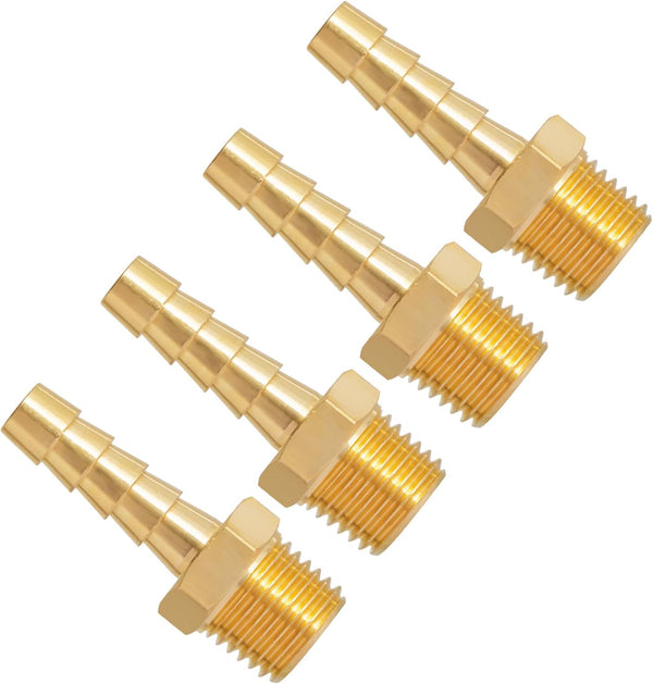 SUNGATOR 1/4 Inch Hose Barb Fittings, Brass Air Hose Fittings, 4 Pack for Compressor Repair Kit